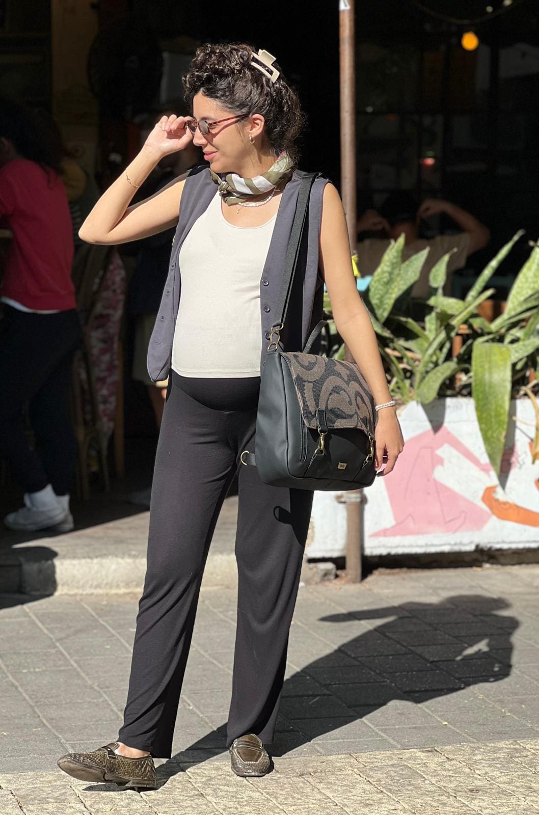 תיק גב/צד Jaffa גדול שחור עיטורים