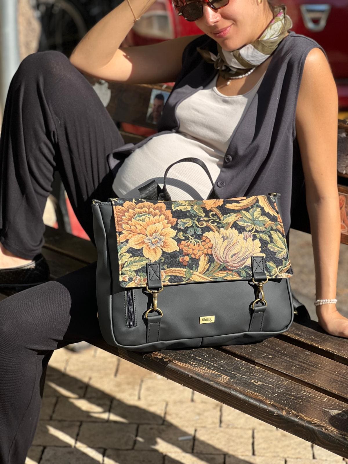 Vintage Flowery Large Jaffa Backpack/Side Bag