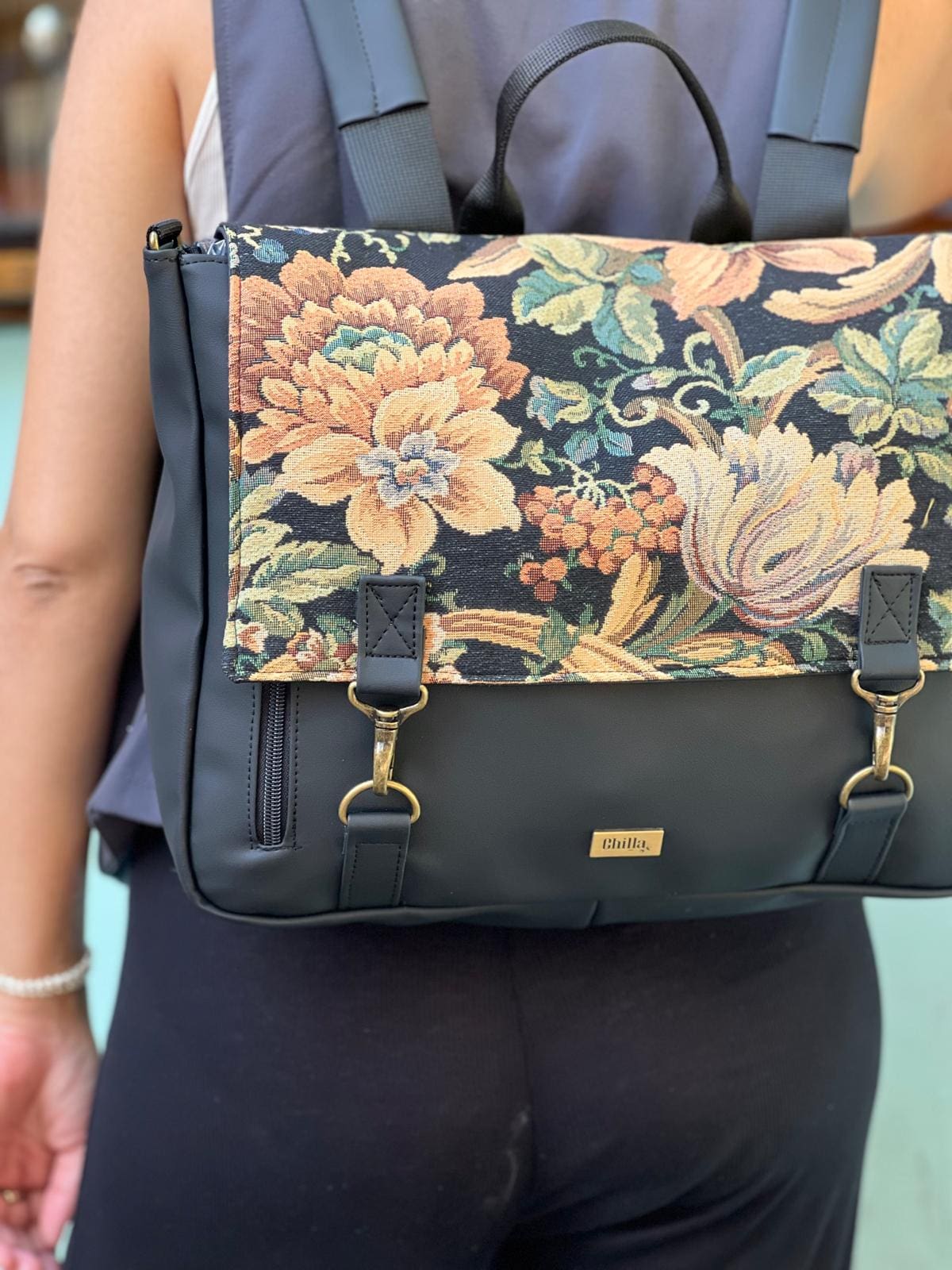 Vintage Flowery Large Jaffa Backpack/Side Bag