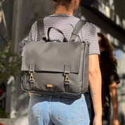 תיק גב/צד Jaffa גדול שחור דמוי עור מט