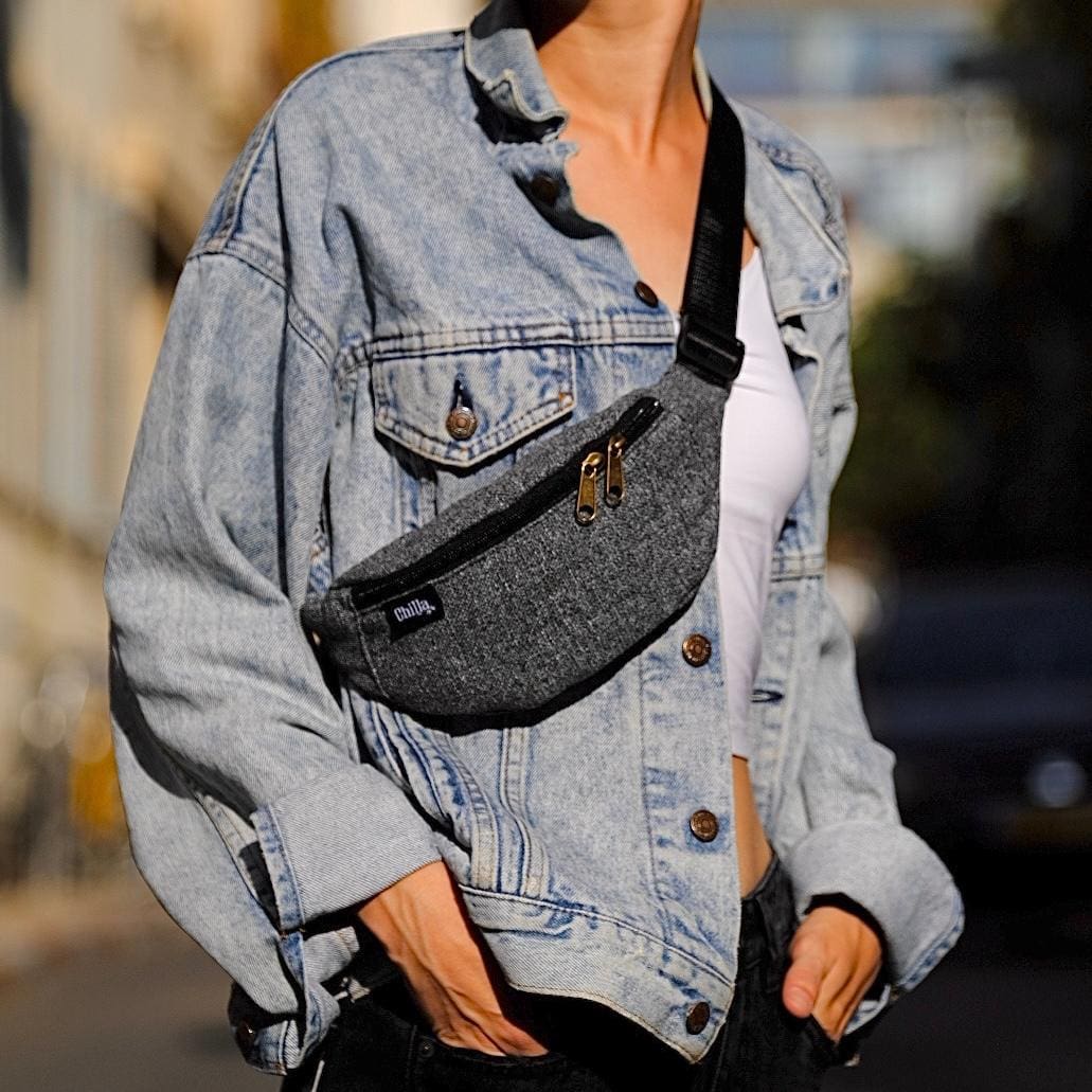 פאוץ' רוני אפור כהה קנבס