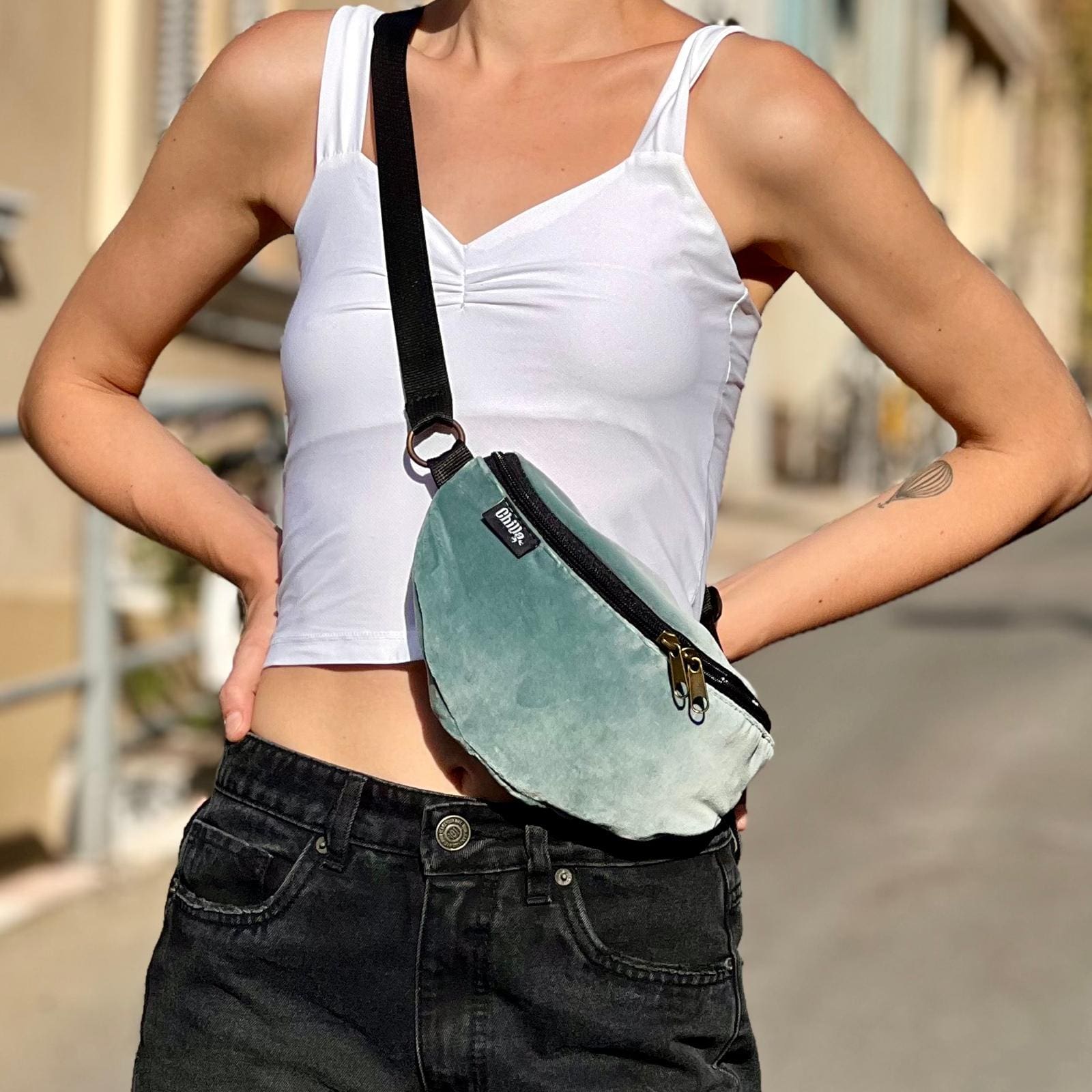 Sky Blue Velvet Helga Fanny Pack