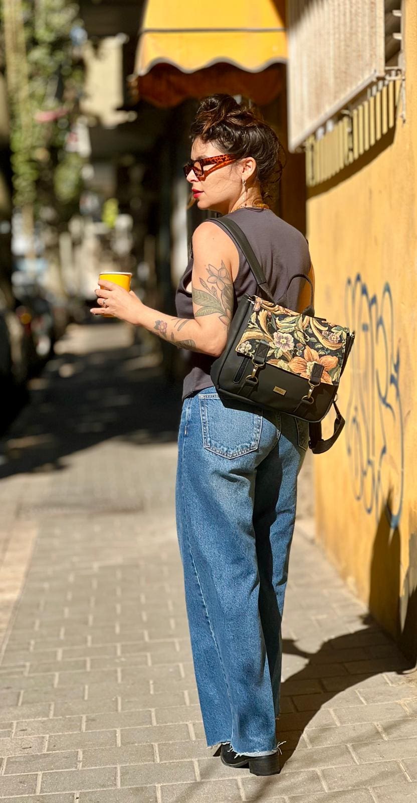 תיק גב/צד Jaffa וינטייג' פרחוני