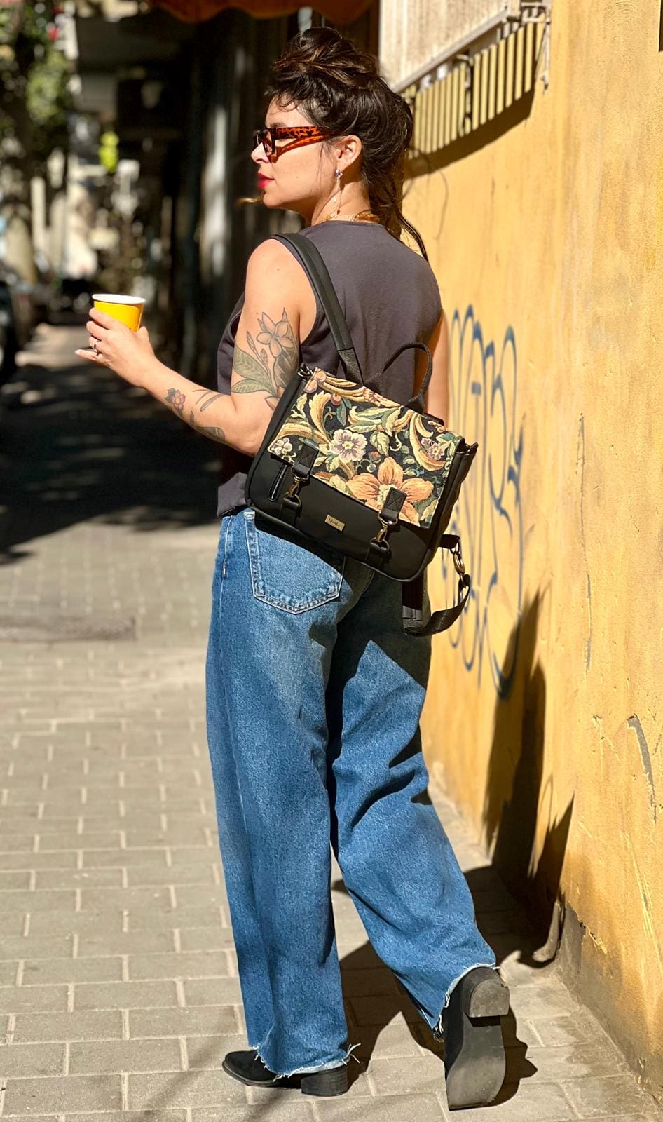 תיק גב/צד Jaffa וינטייג' פרחוני