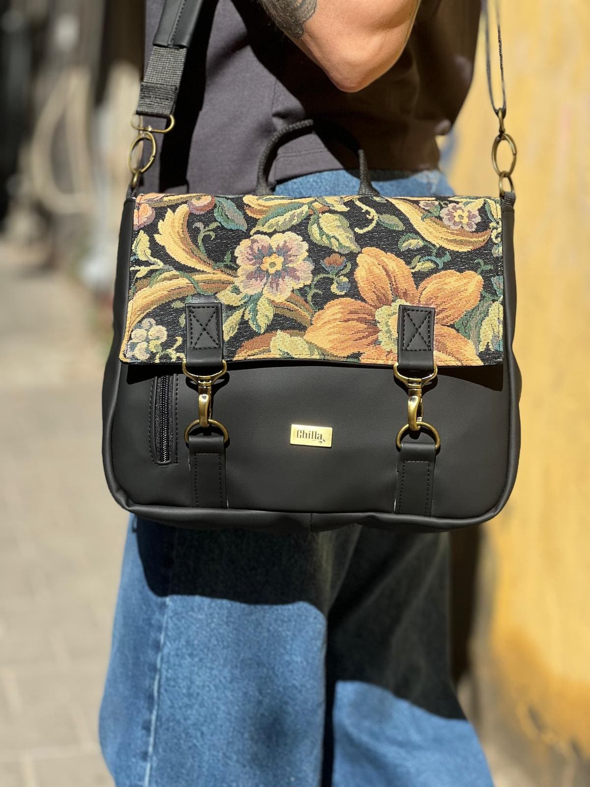 תיק גב/צד Jaffa וינטייג' פרחוני