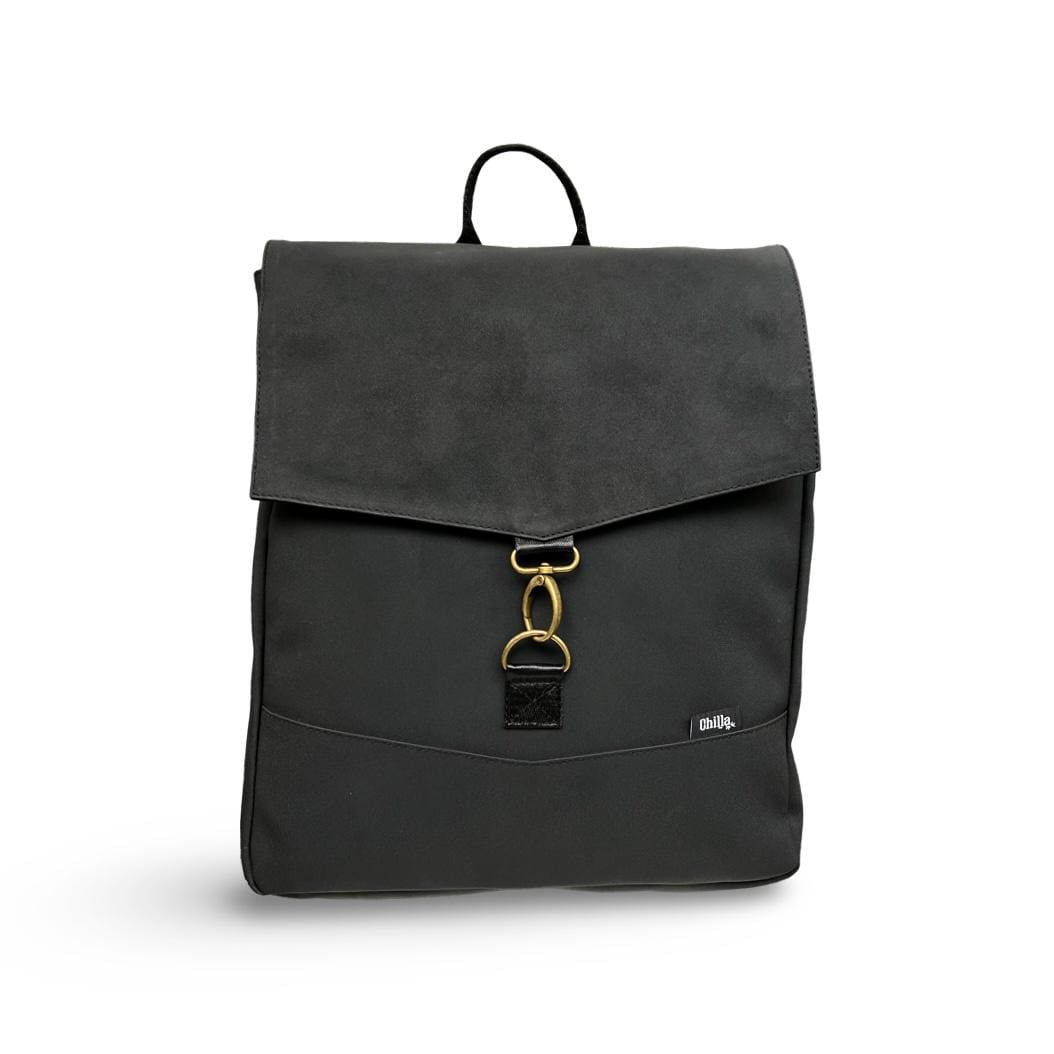 Large Black Nubuck Students Backpack