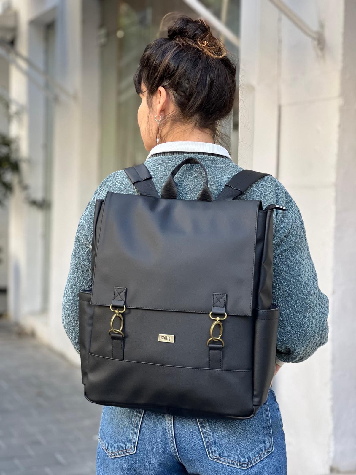 תיק גב Unicorn גדול שחור דמוי עור