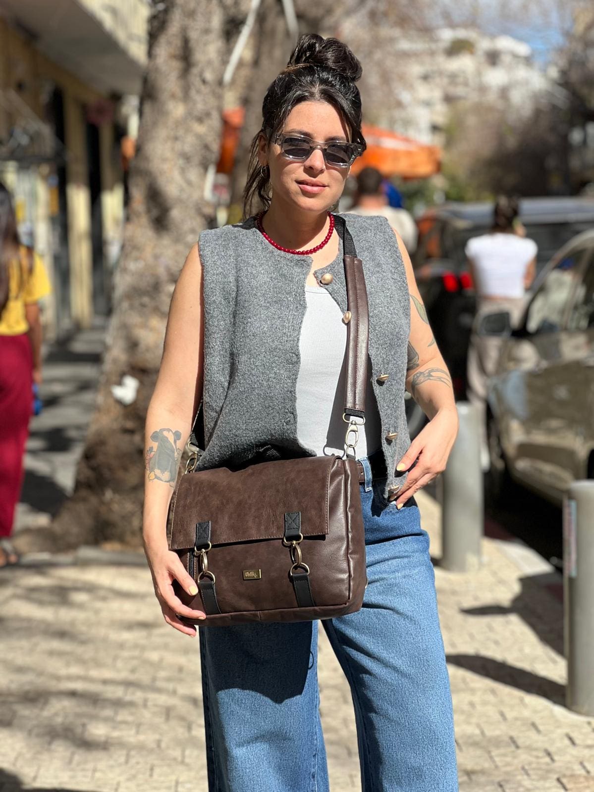 Dark Brown Jaffa Backpack/Side Bag