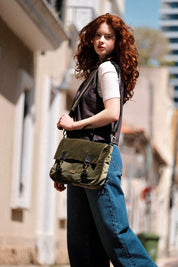 תיק גב/צד Jaffa ירוק עתיק קטיפה