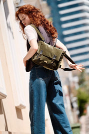 תיק גב/צד Jaffa ירוק עתיק קטיפה