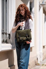 תיק גב/צד Jaffa ירוק עתיק קטיפה