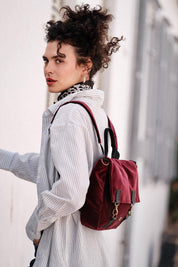 תיק גב/צד Jaffa בורדו קטיפה