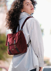 תיק גב/צד Jaffa בורדו קטיפה