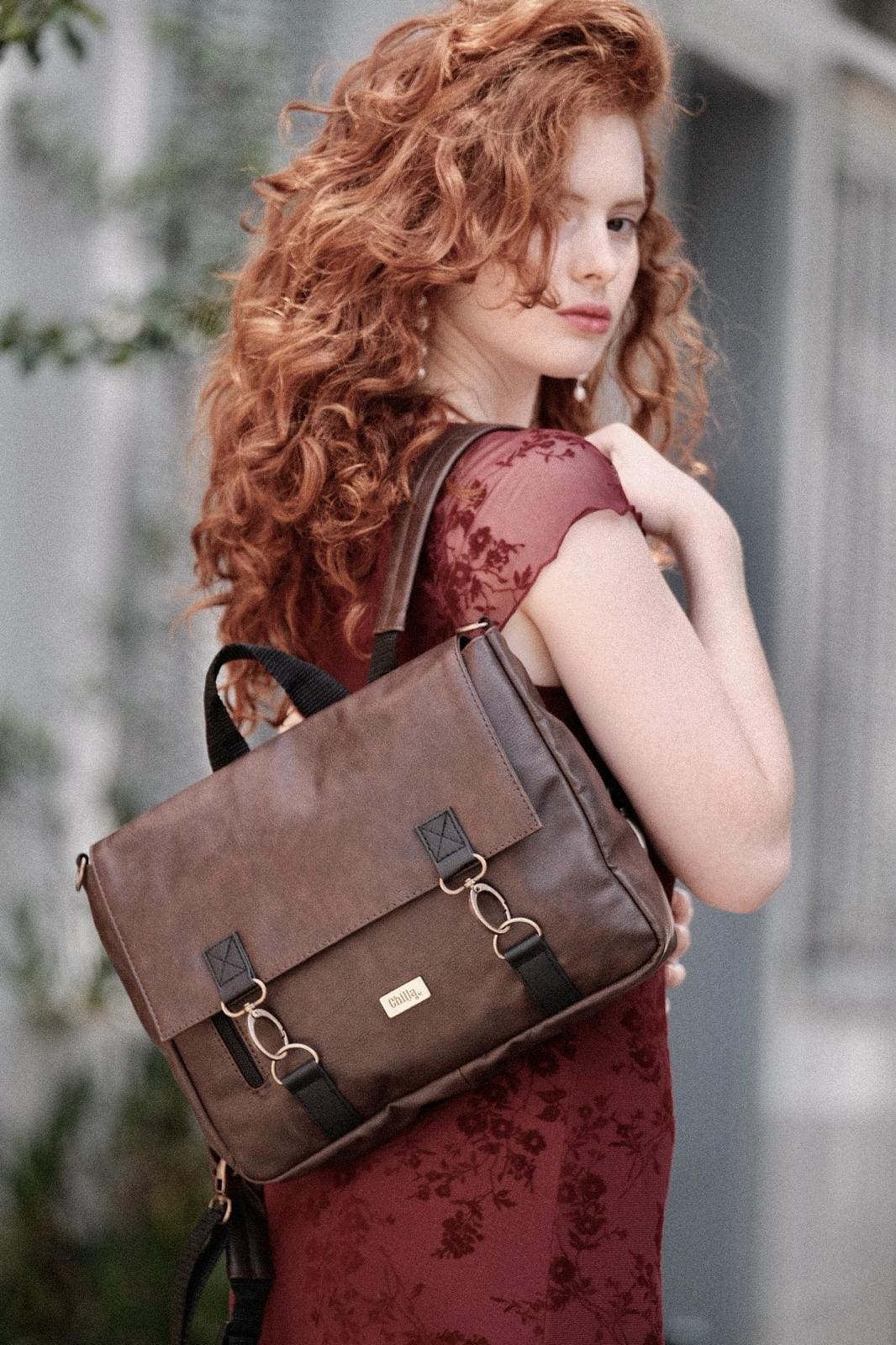 Dark Brown Jaffa Backpack/Side Bag