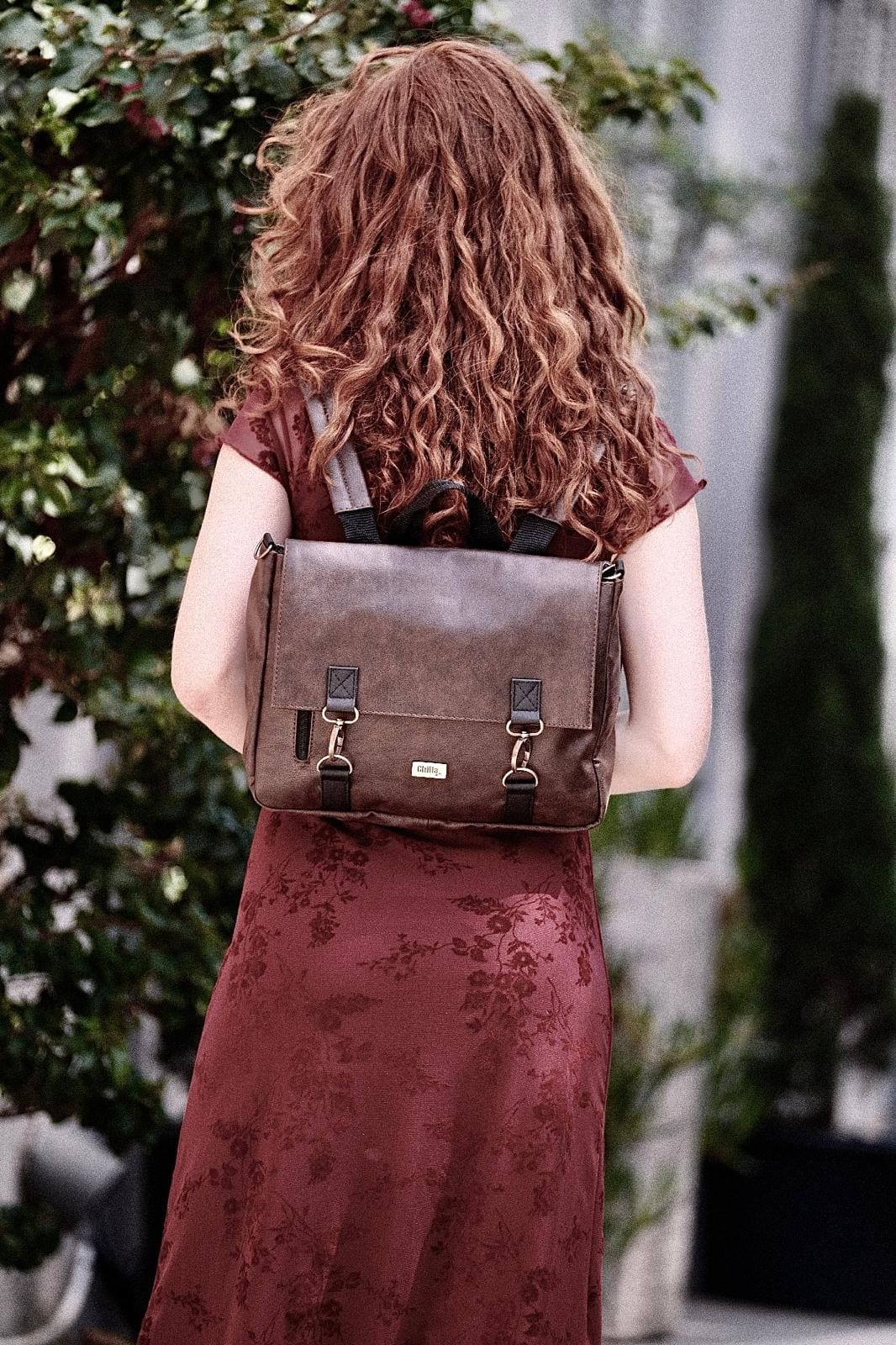 Dark Brown Jaffa Backpack/Side Bag