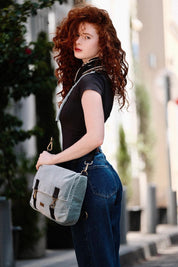 תיק גב/צד Jaffa תכלת קטיפה