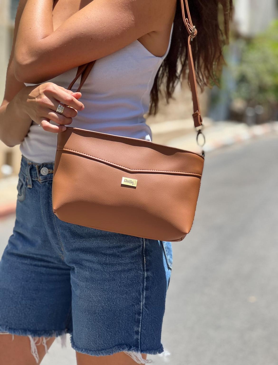 New Camel Vegan Leather Rachel Shoulder Bag/Clutch -