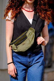 פאוץ' רוני גדול ירוק עתיק קטיפה