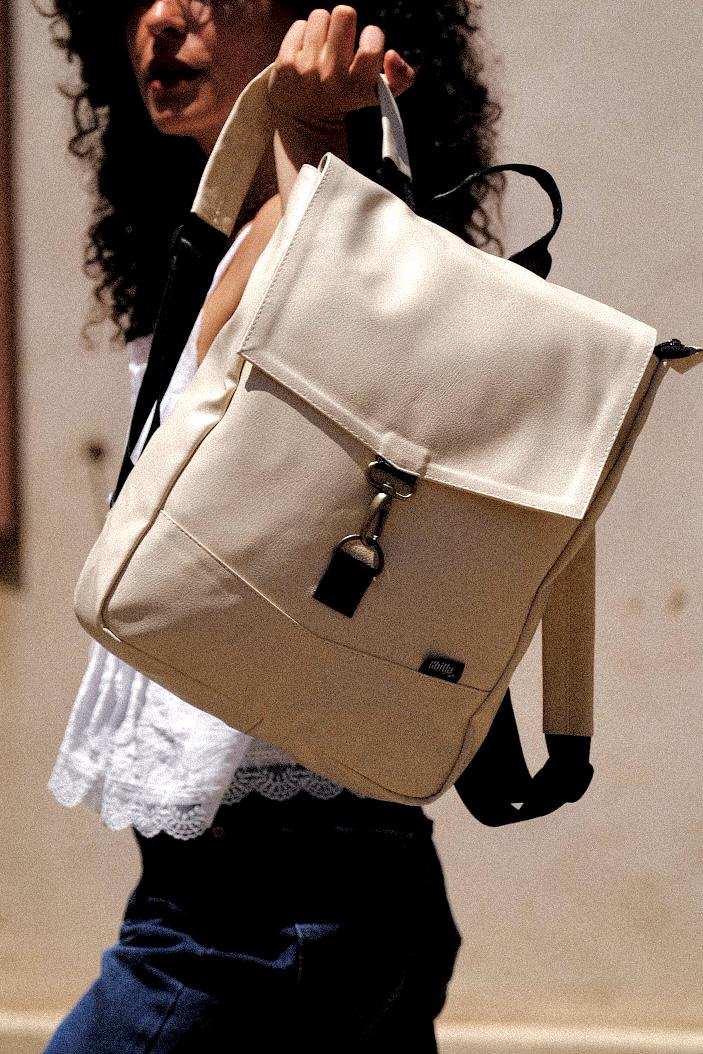 Cream Medium Students Backpack