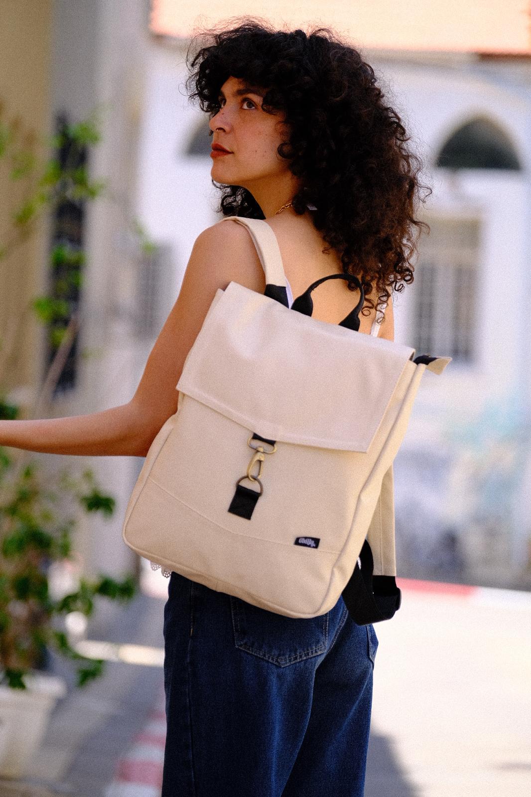 Cream Medium Students Backpack