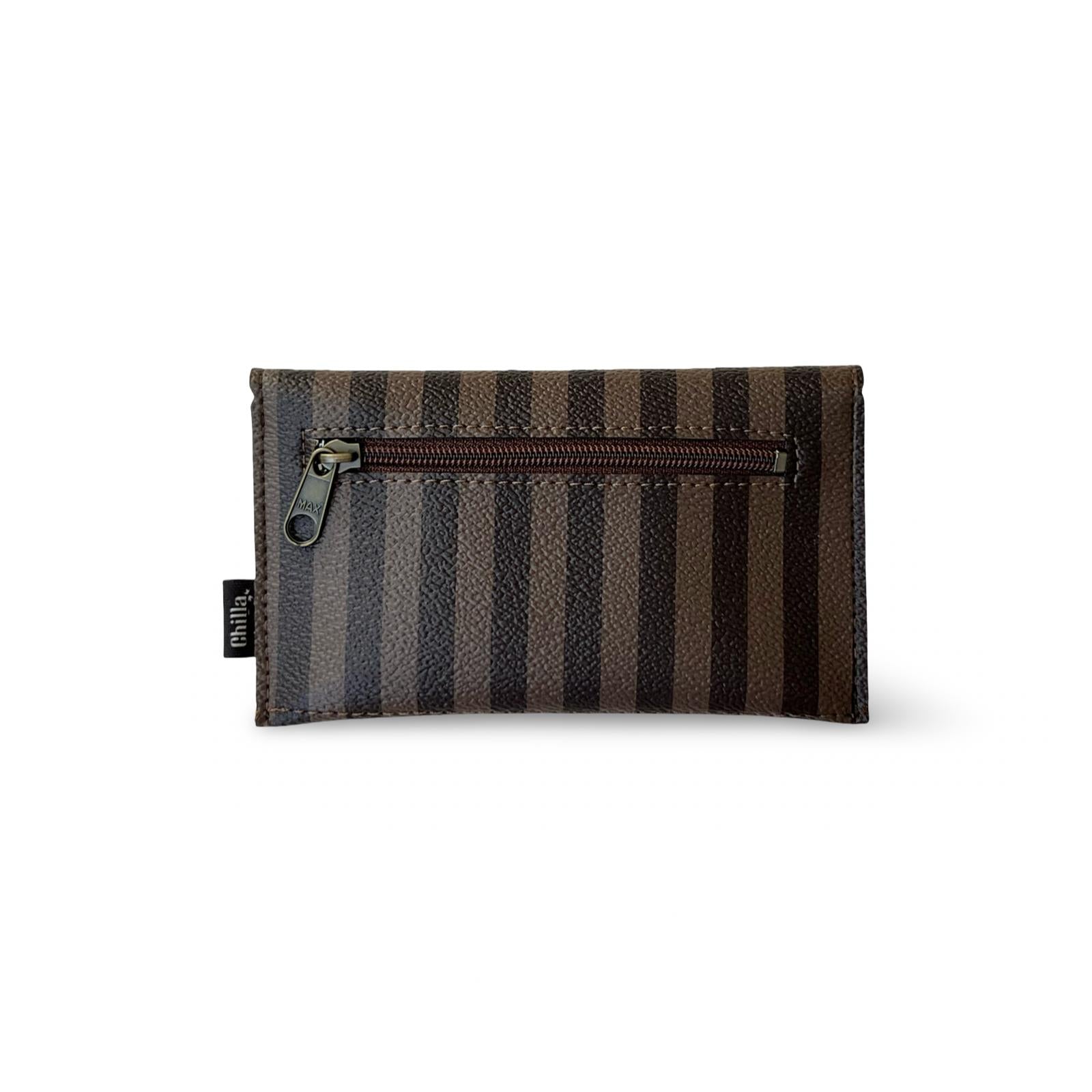 Brown Striped Enlarged Small Wallet
