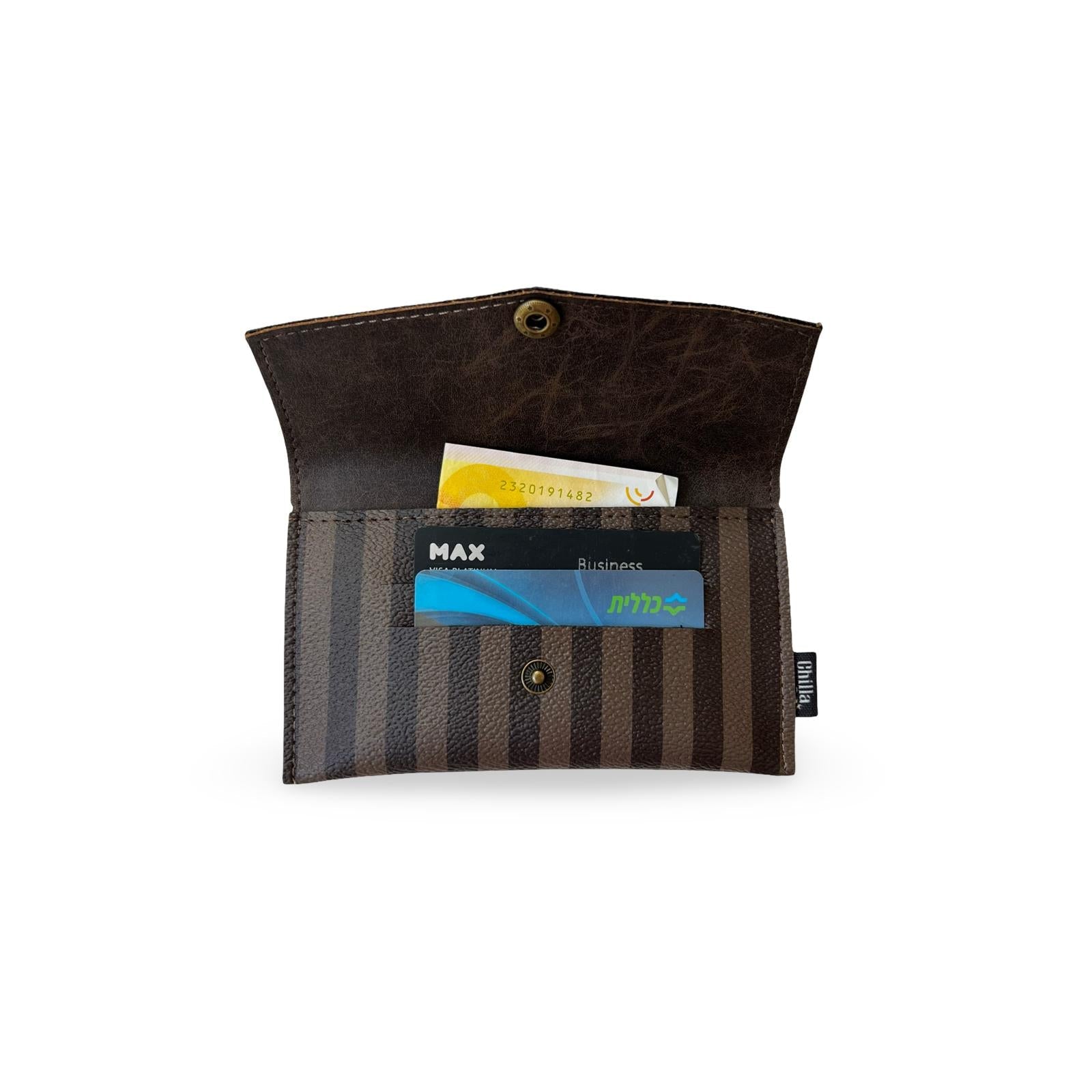 Brown Striped Enlarged Small Wallet