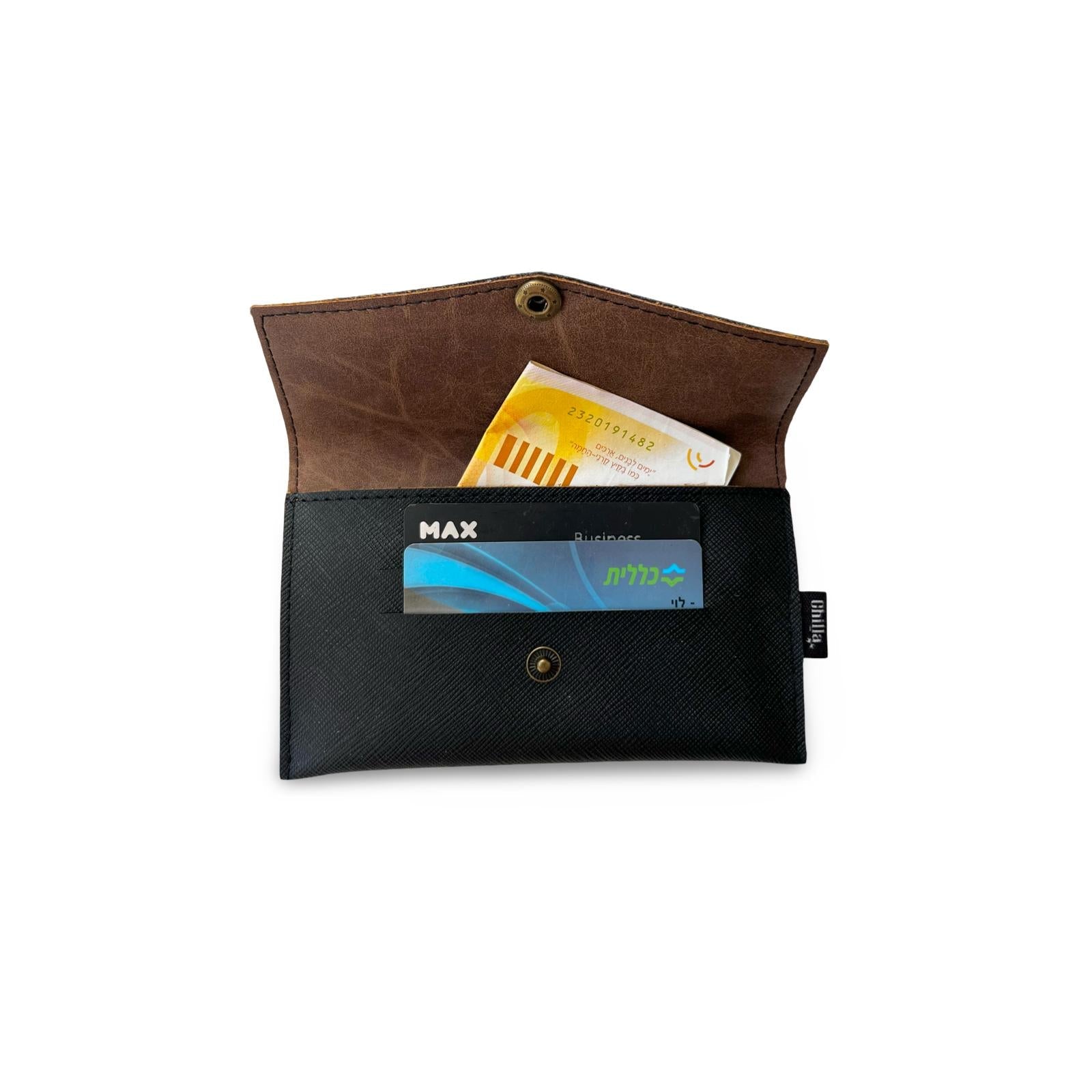 Black Textured Enlarged Small Wallet