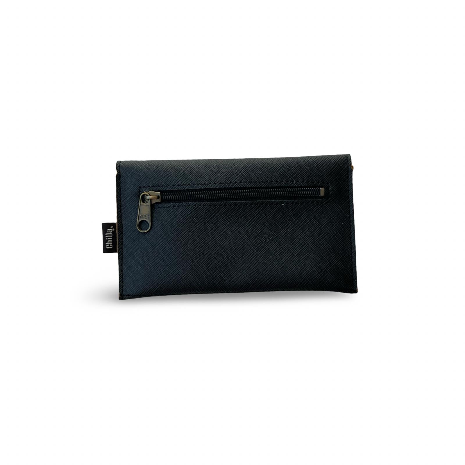 Black Textured Enlarged Small Wallet