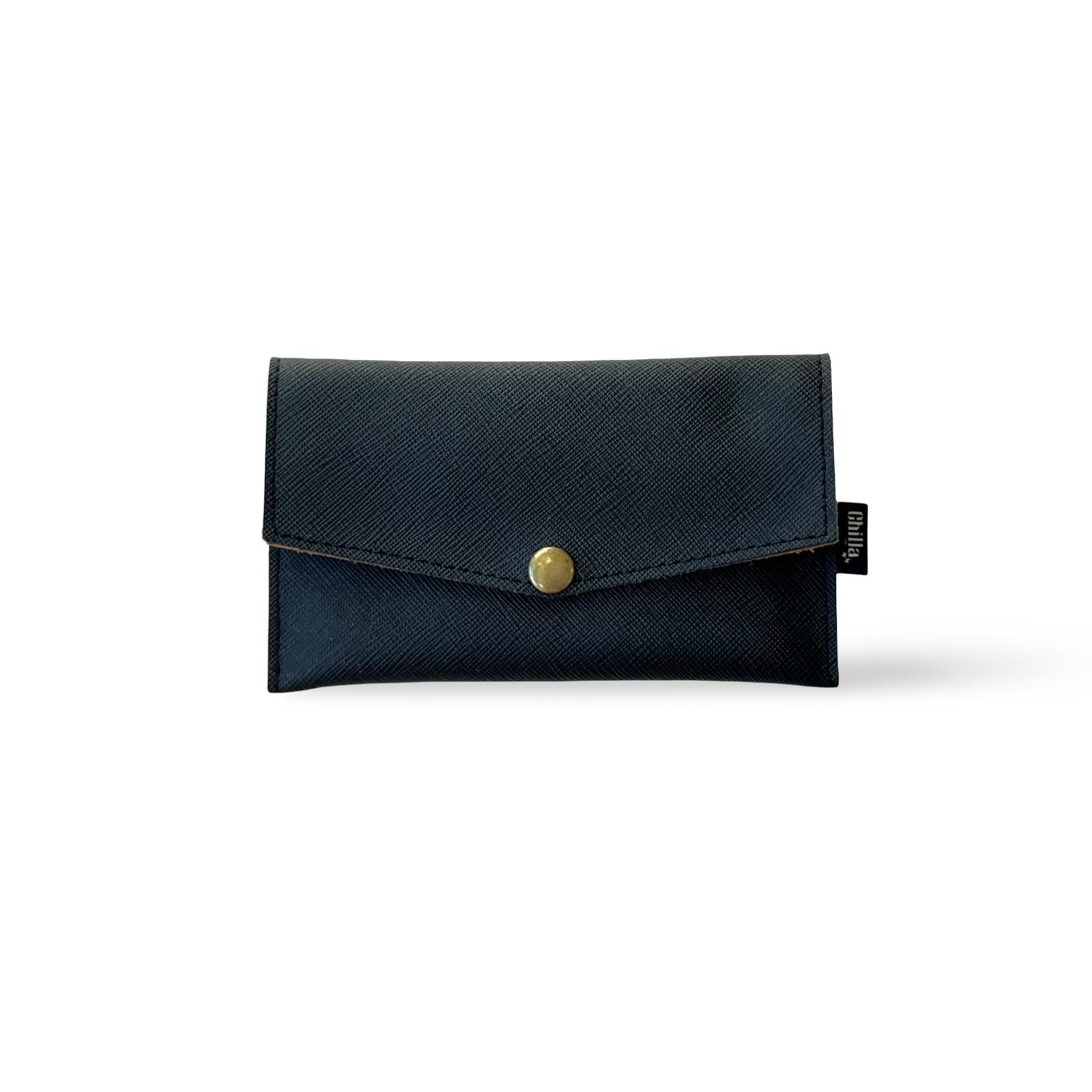 Black Textured Enlarged Small Wallet