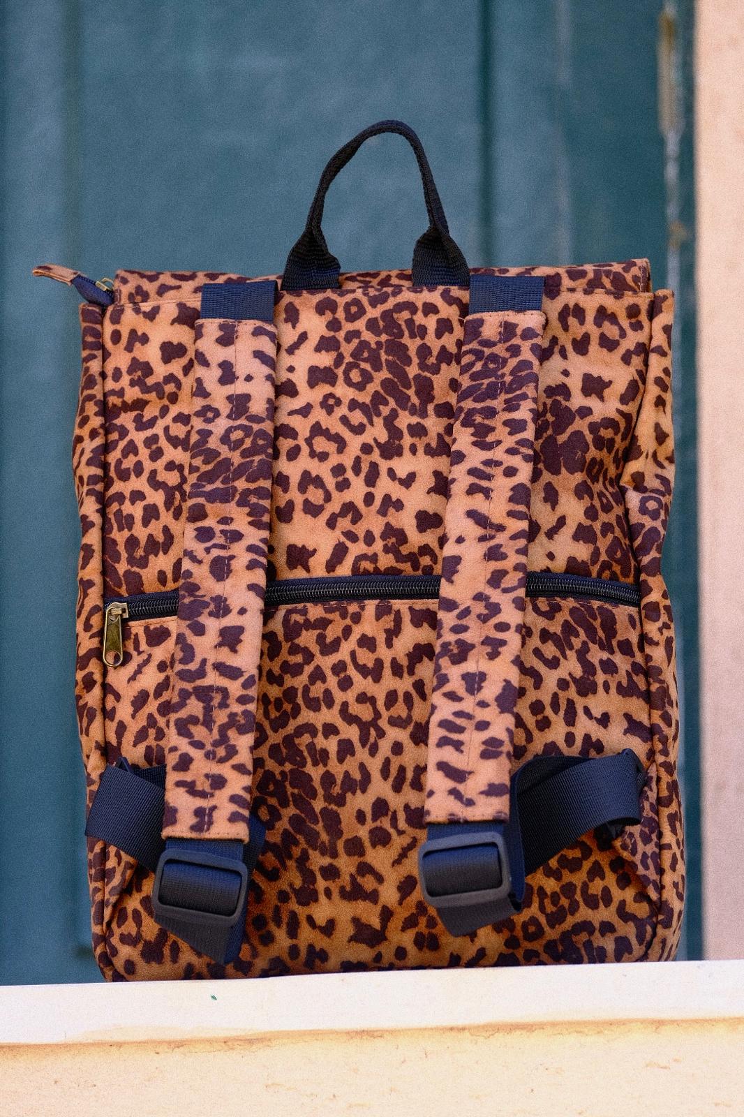 New Leopard Suede-Like Medium Students Backpack