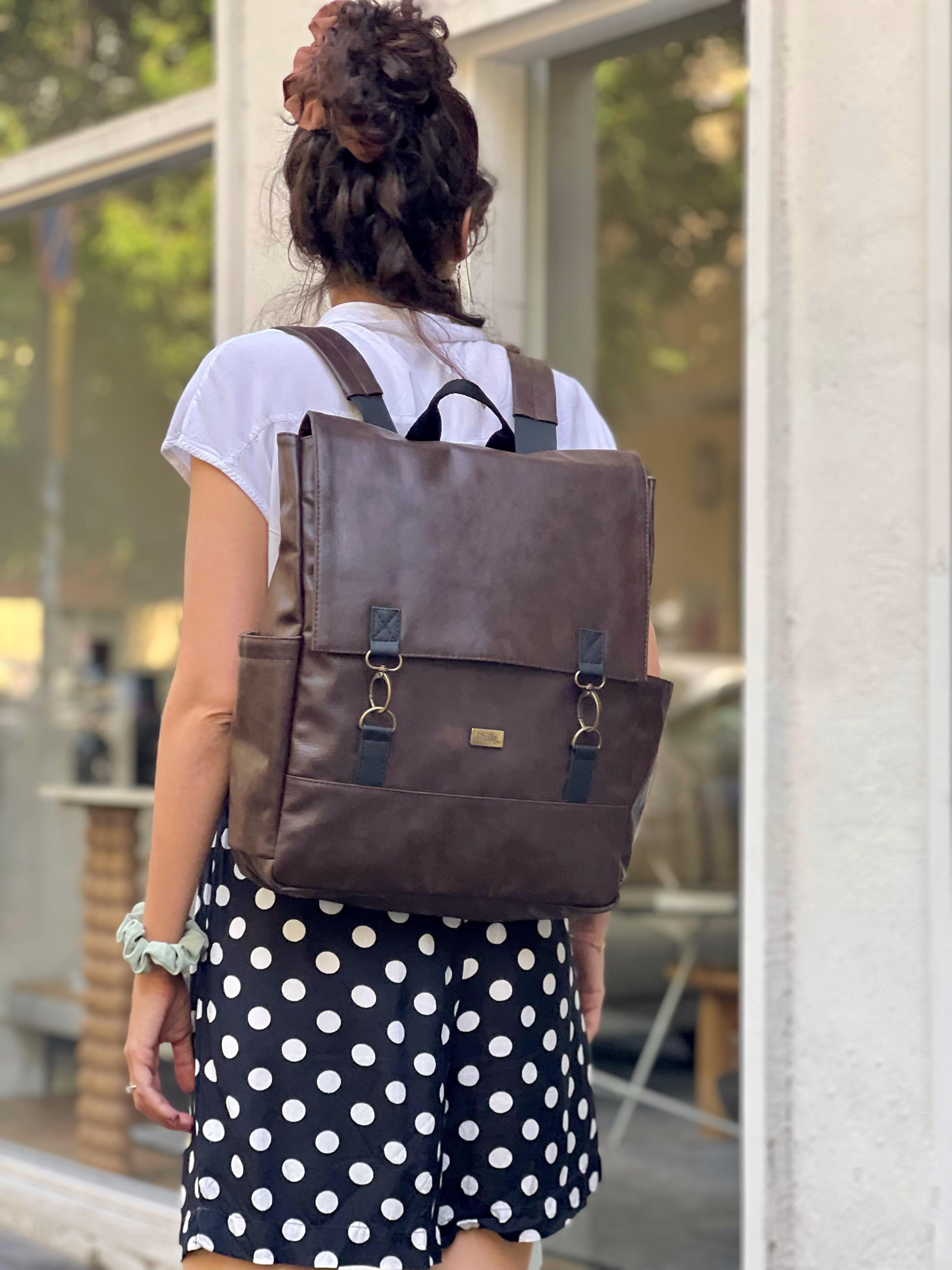 Large Retro Brown Unicorn Backpack
