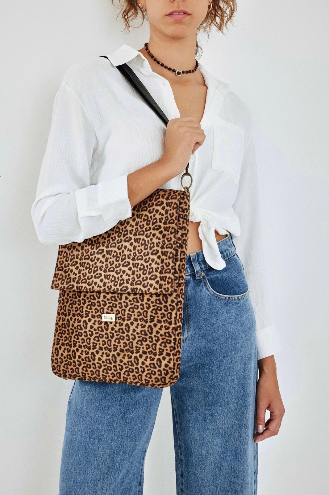 Leopard Laptop Case with a Removable Strap