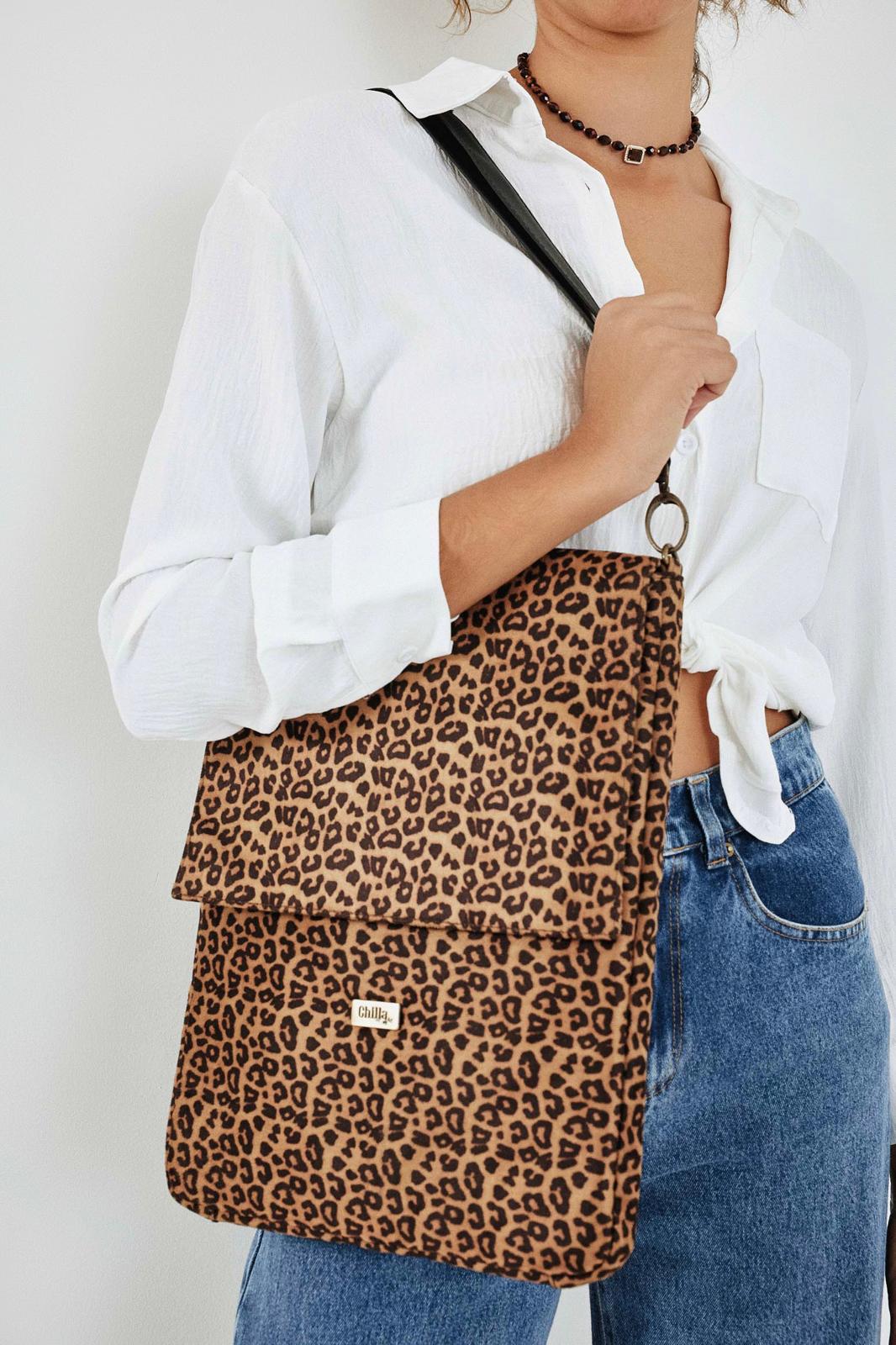 Leopard Laptop Case with a Removable Strap