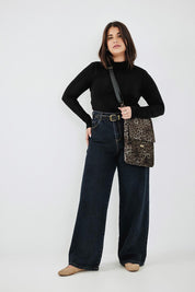 Grey Leopard Print Laptop Case with Removable Strap