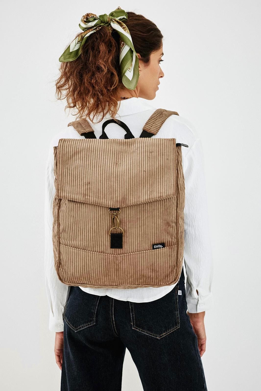 Light Brown Corduroy Students Backpack