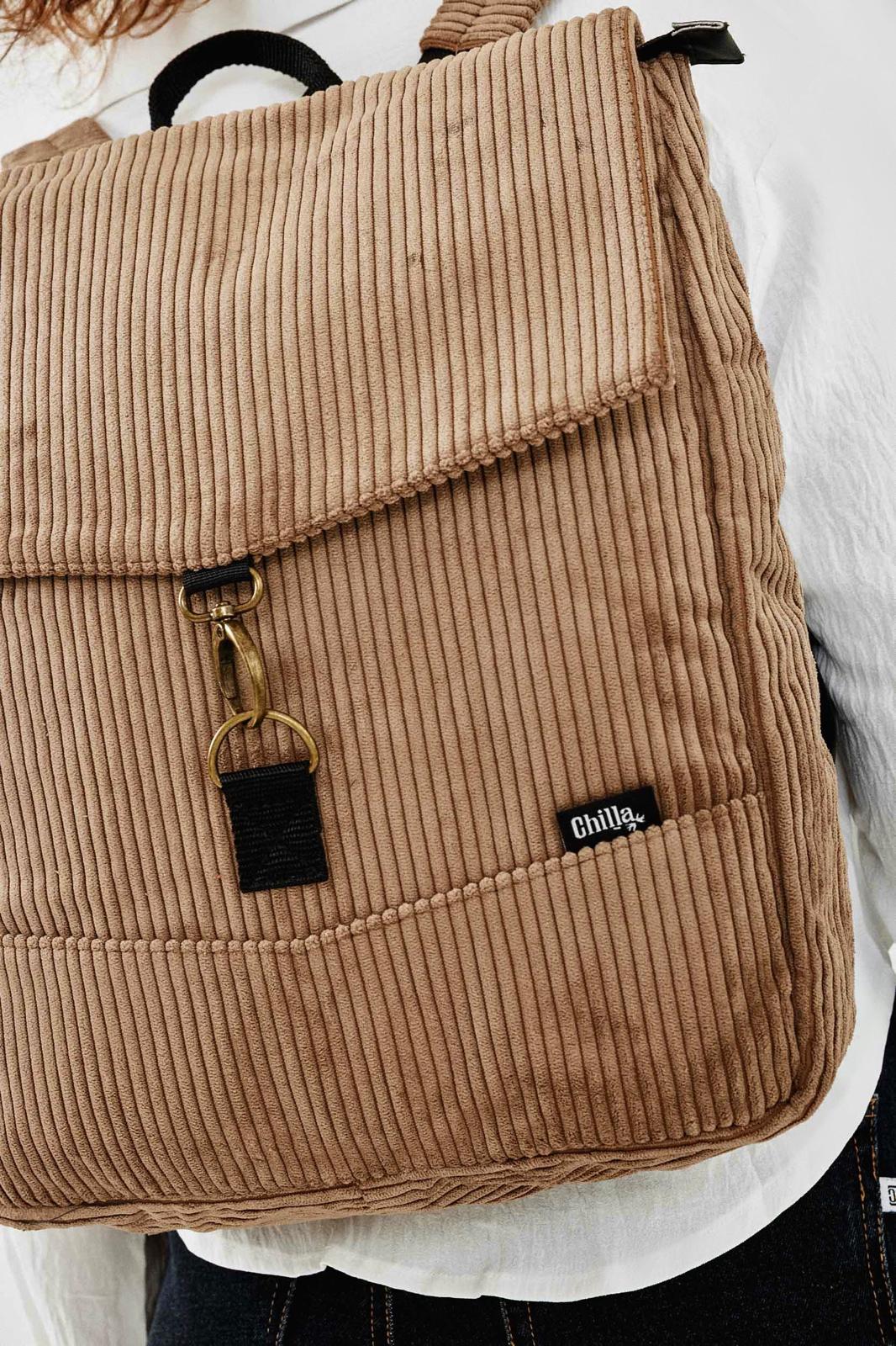 Light Brown Corduroy Large Students Backpack