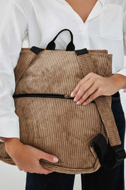 Light Brown Corduroy Students Backpack