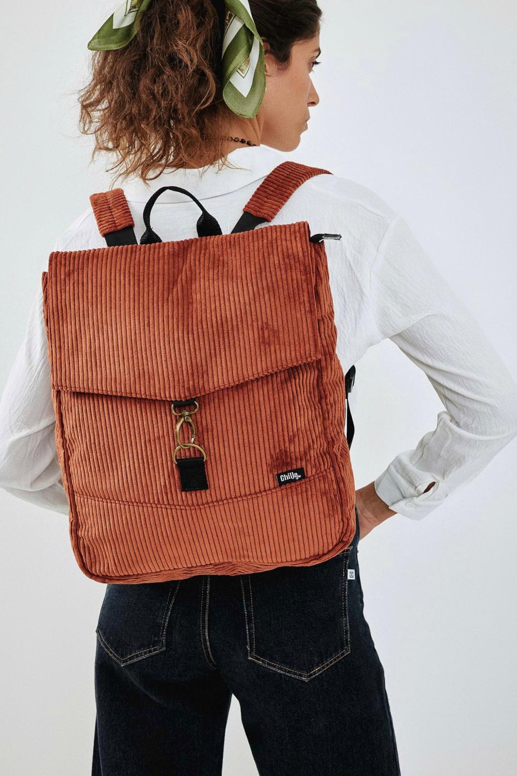 Terracotta Corduroy Large Students Backpack