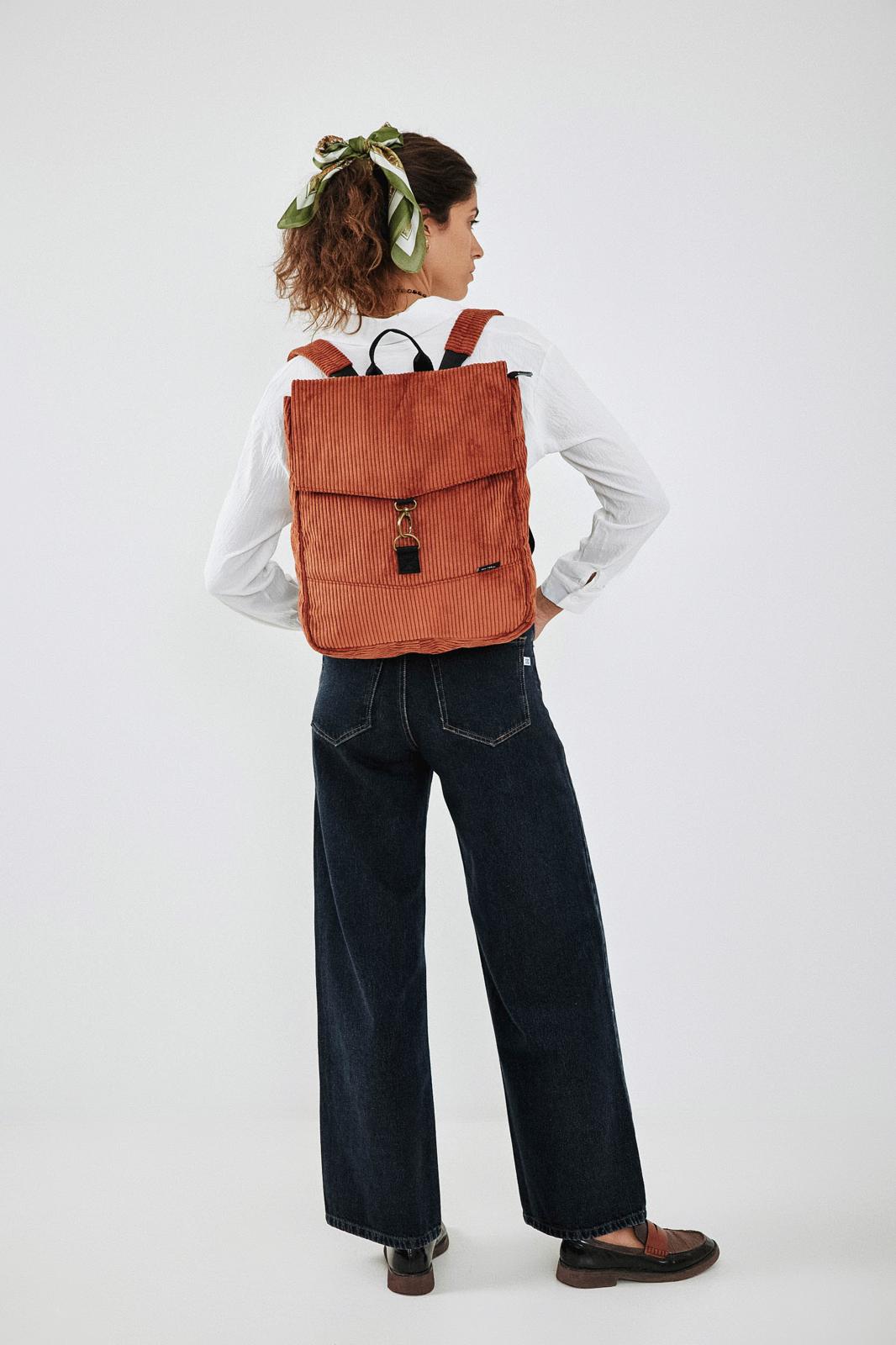 Terracotta Corduroy Large Students Backpack