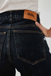 Dark Blue Wide Leg Long Jeans