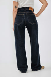 Dark Blue Wide Leg Long Jeans