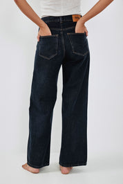Dark Blue Wide Leg Long Jeans