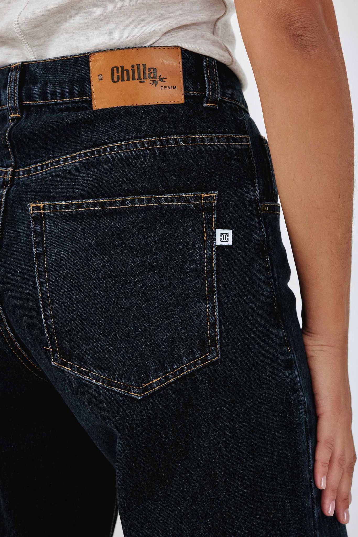 Dark Blue Wide Leg Long Jeans