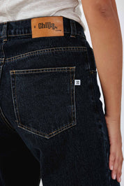 Dark Blue Wide Leg Long Jeans