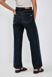 Dark Blue Wide Leg Long Jeans