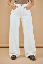 White Wide Leg Long Jeans