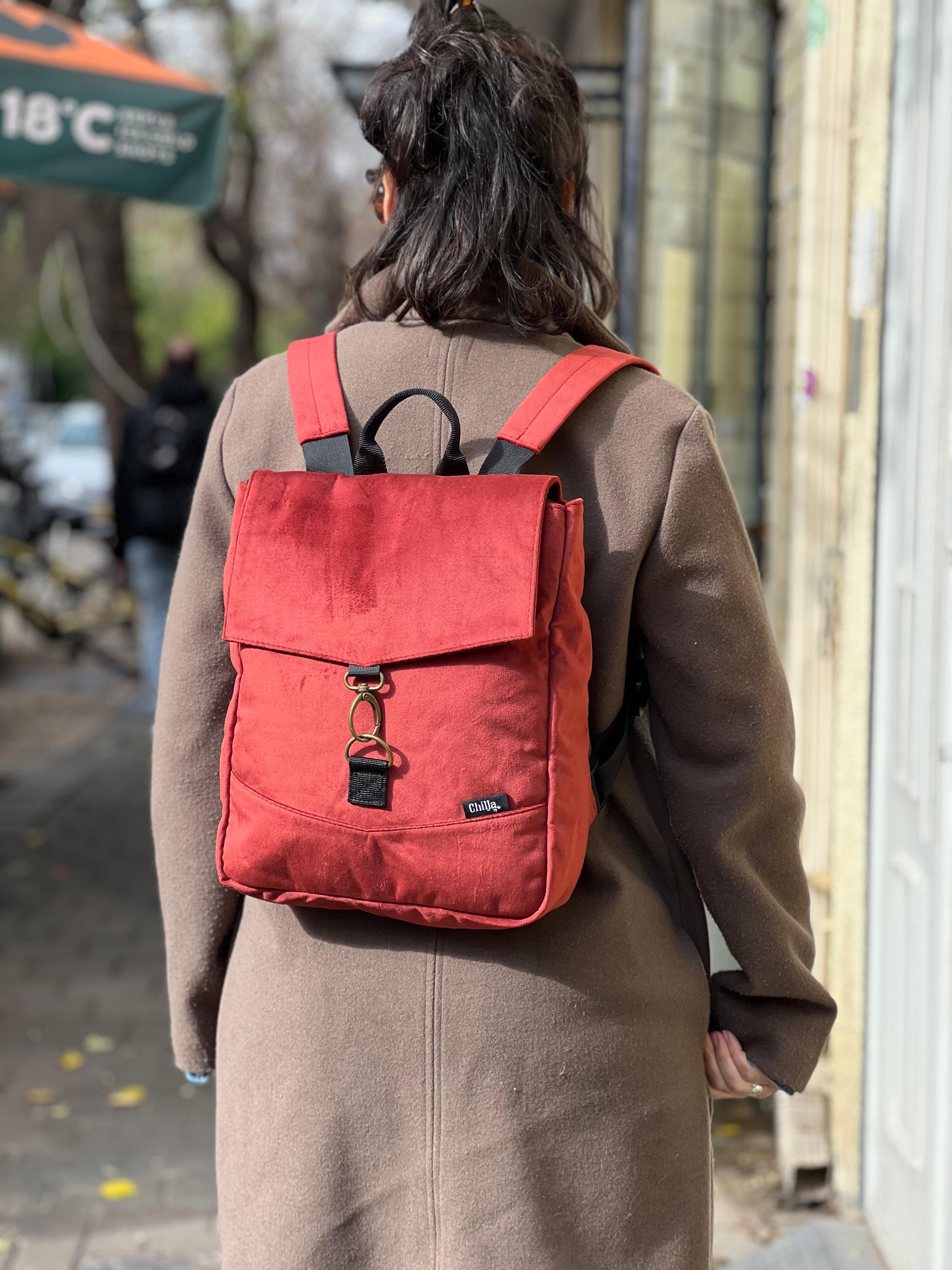 Blue Corduroy Gray Mini Students Backpack