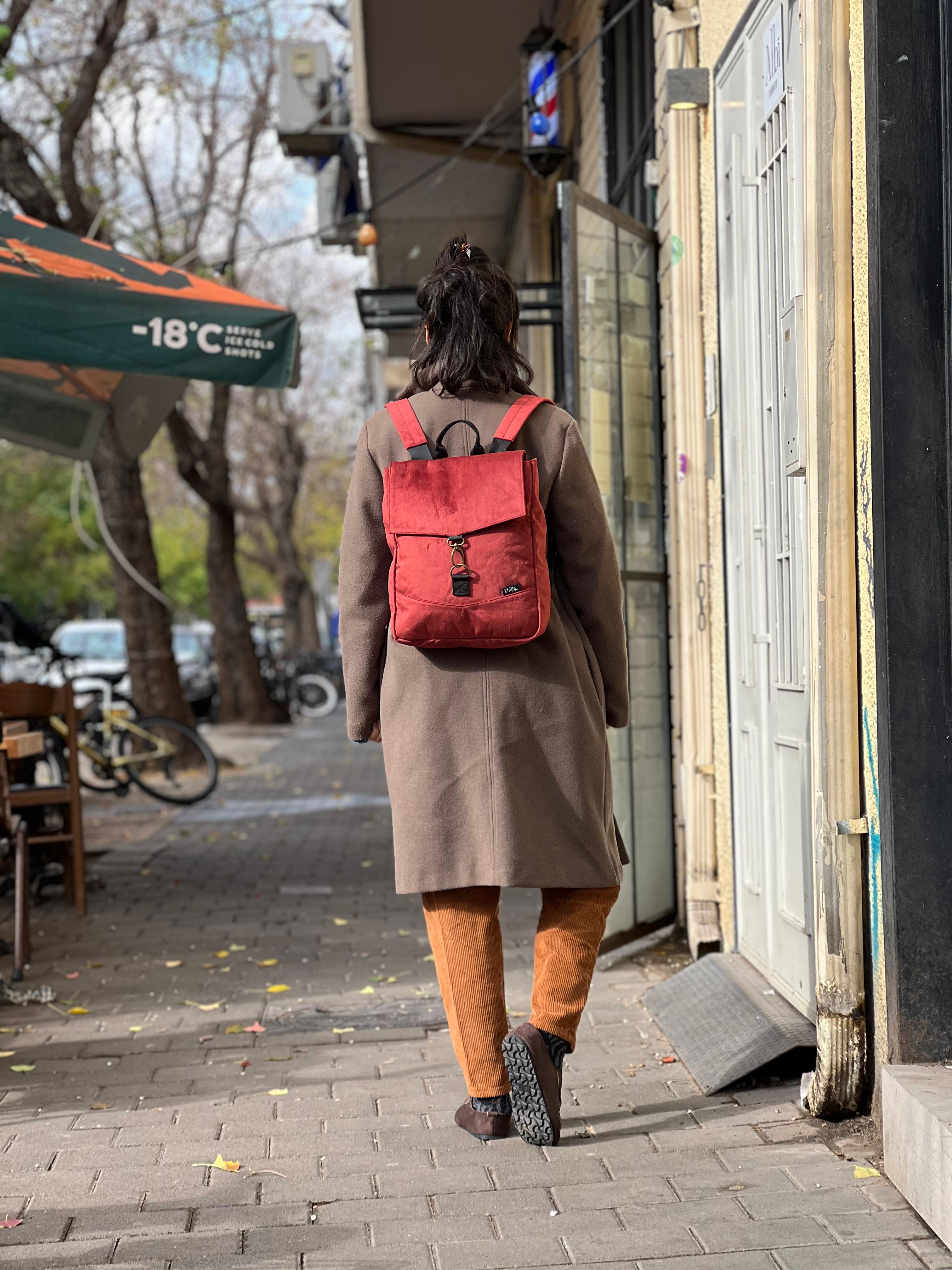 Blue Corduroy Gray Mini Students Backpack