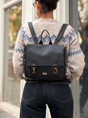 Black Vegan Leather Jaffa Convertible Bag