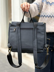 Black Vegan Leather Jaffa Convertible Bag